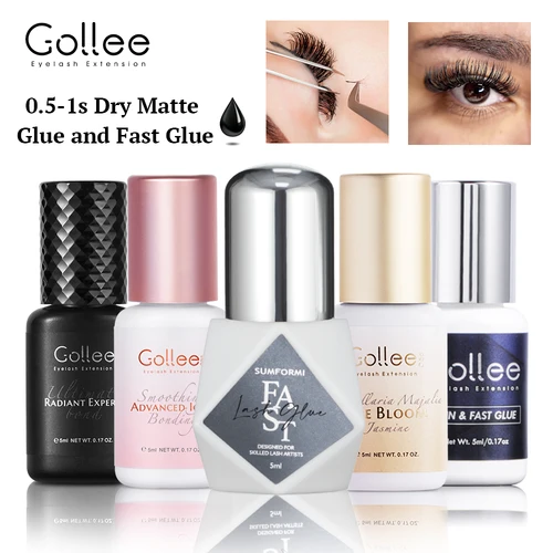 Imagen 1 del producto Gollee-pegamento para pestañas secas 0,5-1s, imprimación adhesiva mate para pestañas, extensiones de pestañas de larga duración, 6-8 semanas, pegamento imprimible, suministros a prueba de aceite