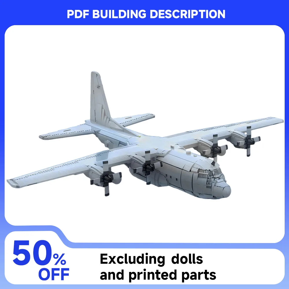 

MOC большая авиационная блокировка C-130H, традиционная модель самолета, строительные блоки, масштаб 1/35, сборная игрушка для мальчиков, рождественский подарочный набор