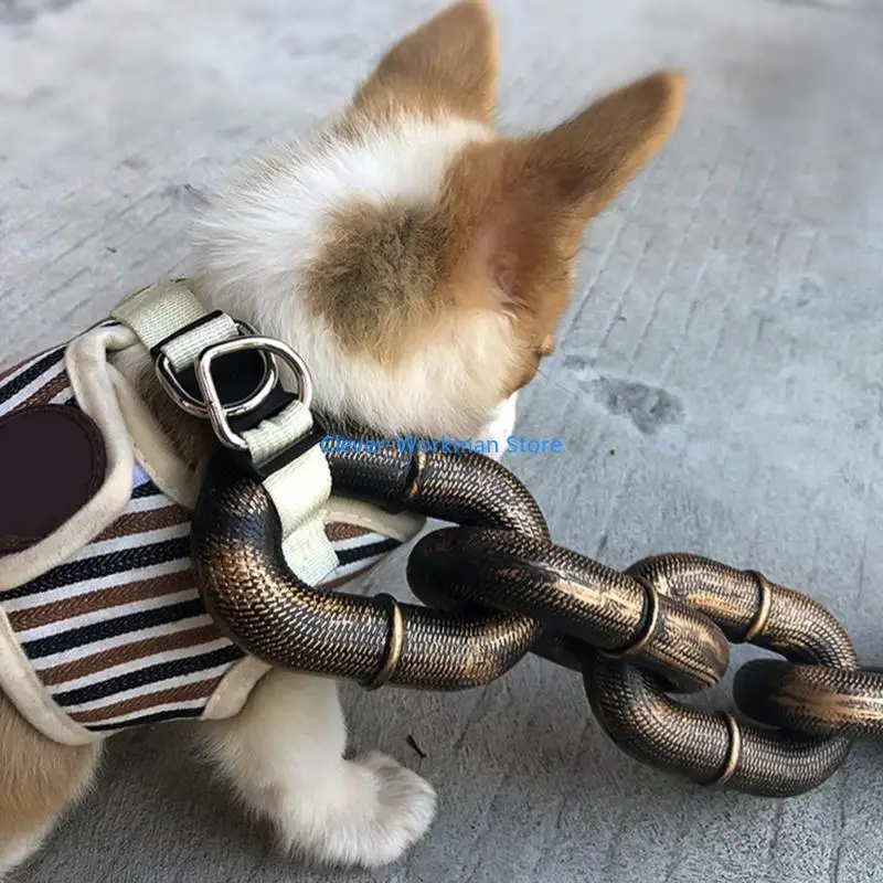 حبل مقود الحيوانات الأليفة 24TD مع سلسلة حديدية مقلدة بطول 5 أقدام دعائم صور مضحكة #4