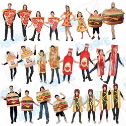 Cosplay Costume Hamburger Pizza Streaky Pork Halloween Christmas Dress Performance Carnival Party Outfit Parent-child Clothes