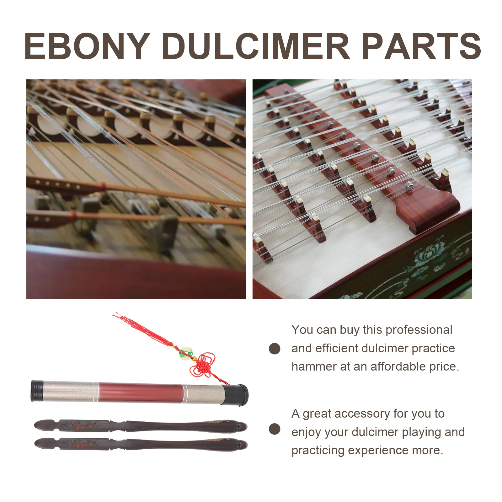 

1Set Bird-Type Dulcimer Practice Hammers Ebony Hardwood Professional Practice Tool Premium Dulcimer Supplies Musical Parts