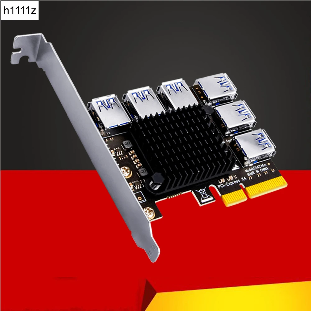 

PCI Express множитель PCIE от 1 до 6 USB 3,0 переходная карта адаптер 20 Гб PCI-E X4 до X16 переходник для видеокарты для майнинга биткоинов