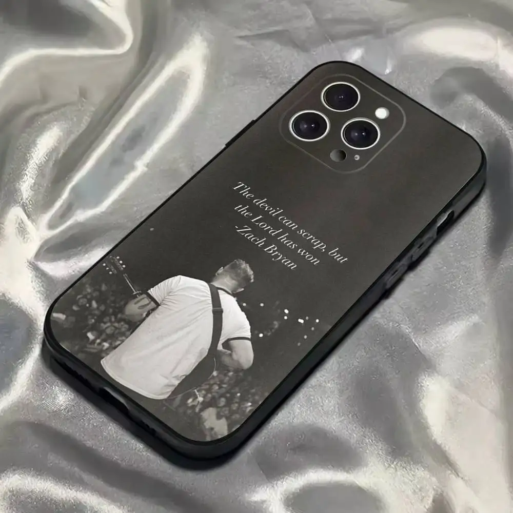 حافظة هاتف Singer Z-Zach Bryan لهاتف iPhone 16,15,14,13,12,11,Pro,Max,Plus,X,XS,SE4,E,Mini,Soft Black Case