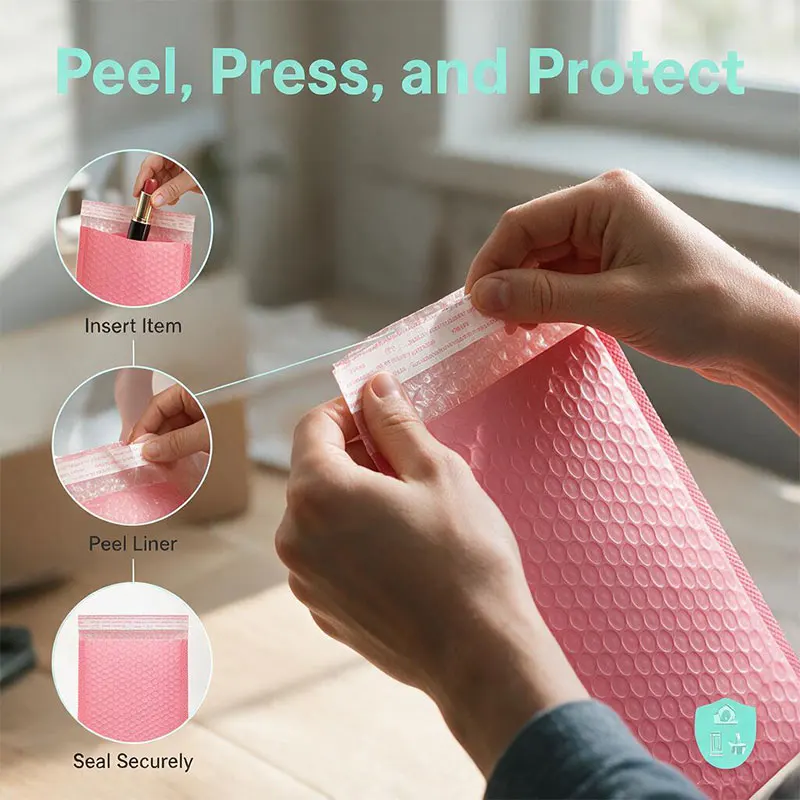 20PCS Pink Bubble Mailer Self Seal Envelopes Bubble Shipping Mailing Bags for Accessories Jewelry Cosmetics Small Packaging Bag