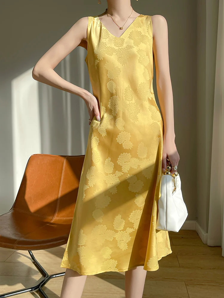 엘레 블라 아세테이트 새틴 랩 드 여성 슬림 미디 길이 드레스 패셔너블 여름 신상품 SY-85