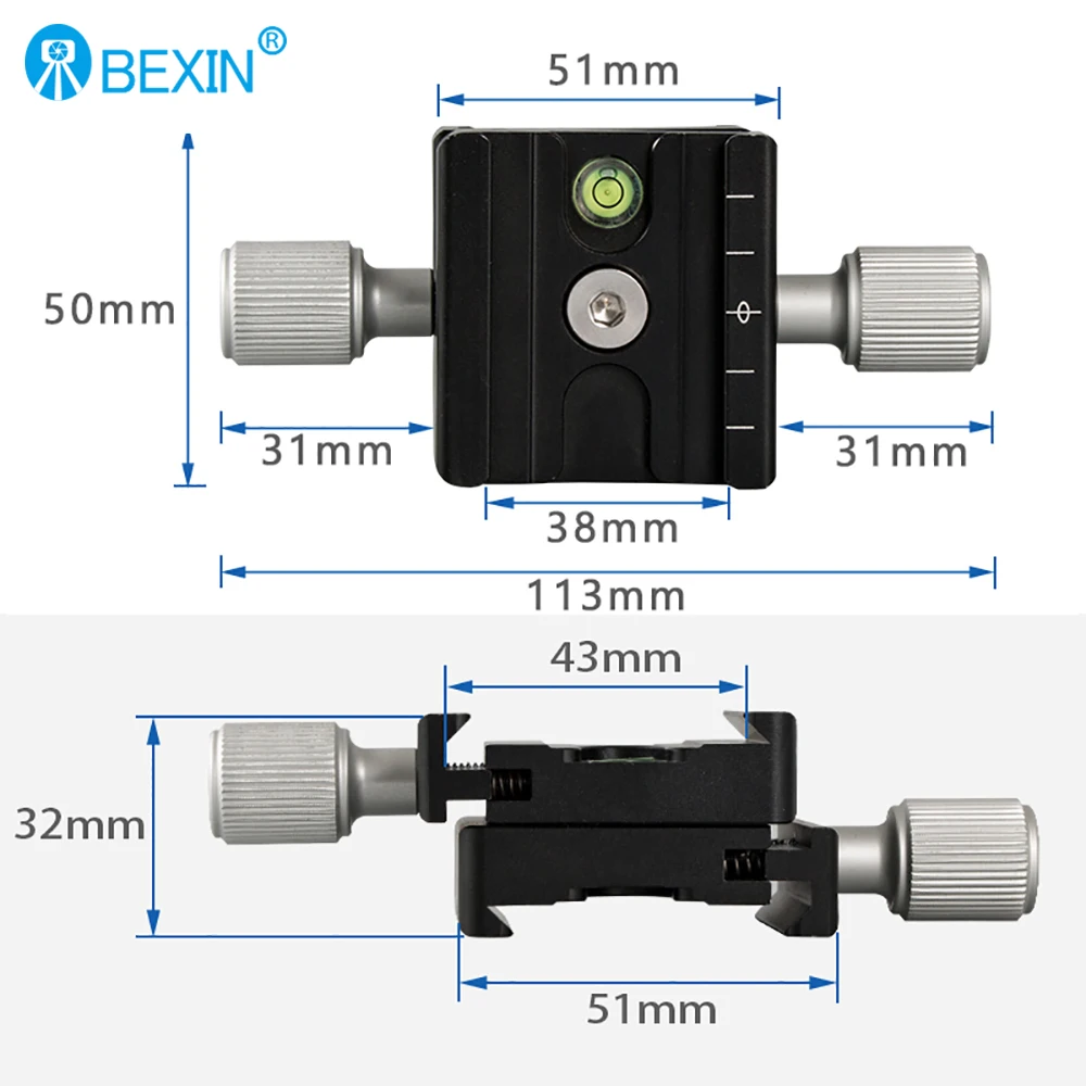 BEXIN QR-50B Camera clamp Quick Release Plate Adapter Mount General Quick Clip Slide Clamp for Release Plate Dslr Camera Tripod