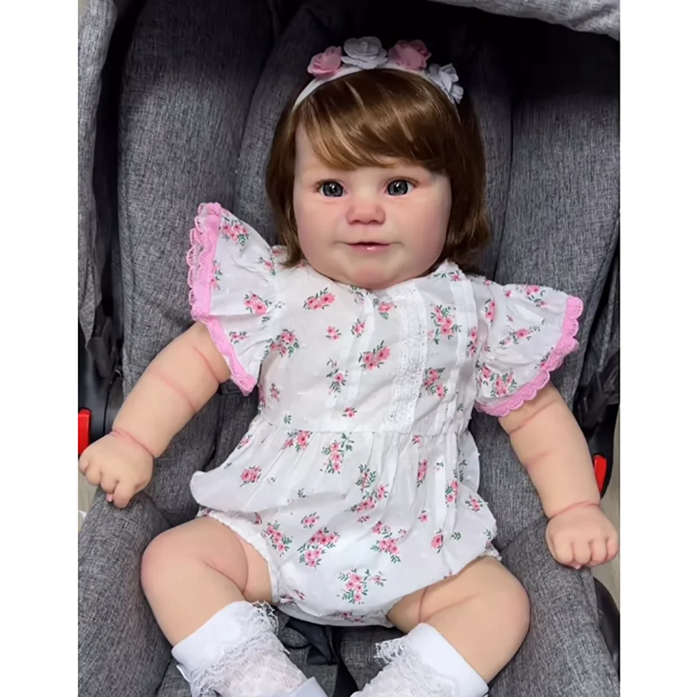 Huge Size Baby Hand Painted 60CM Reborn Maddie with 3D Skin Visible Veins Hand-Root Hair Realistic Dolls Gift for Xmas
