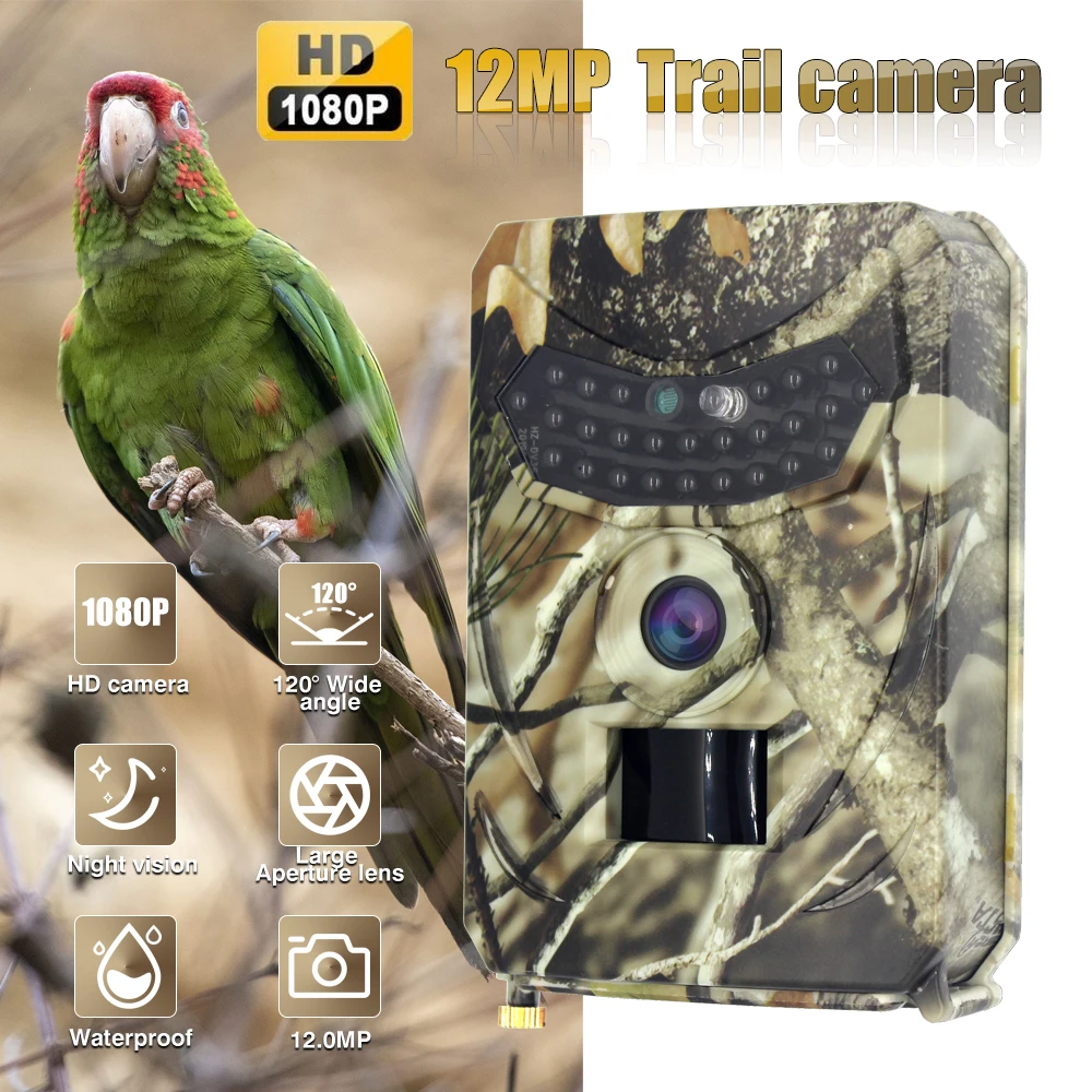 Outdoor Hunting Camera Surveillance 12MP Night Vision Trail Cameras Waterproof Wildlife Surveillance Camera with Infrared Light