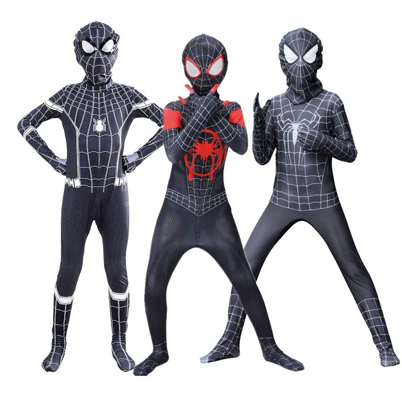 

MARVEL Black Spider-man Costumes Blackening Spiderman Cosplay Bodysuits Jumpsuits with Head Covering Party Clothes Birthday Gift