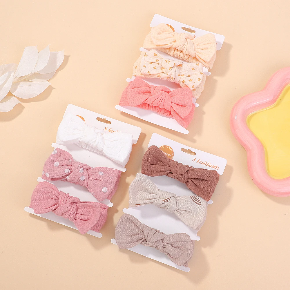 

3pcs Baby Girls Bowknot Headband Set Infant Toddler Headwear Newborn Hair Accessories Soft Bandage Hair Bands for Kids