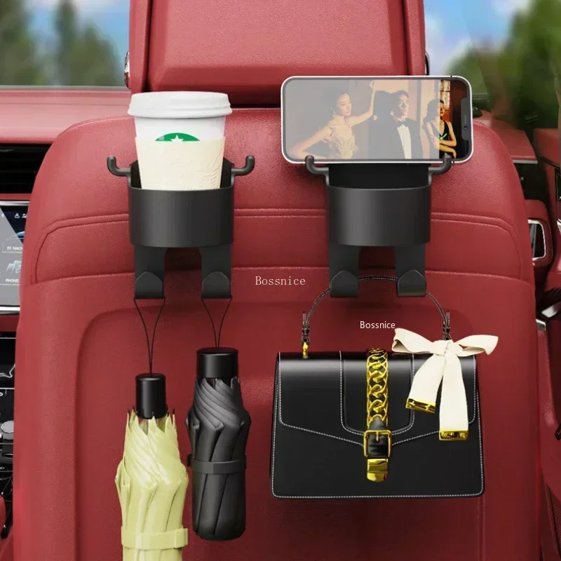 Multi-Functional Car Seat-Back Organizer: Versatile Hooks, Rear Cup Holders & Storage Box - Innovative Interior Accessories