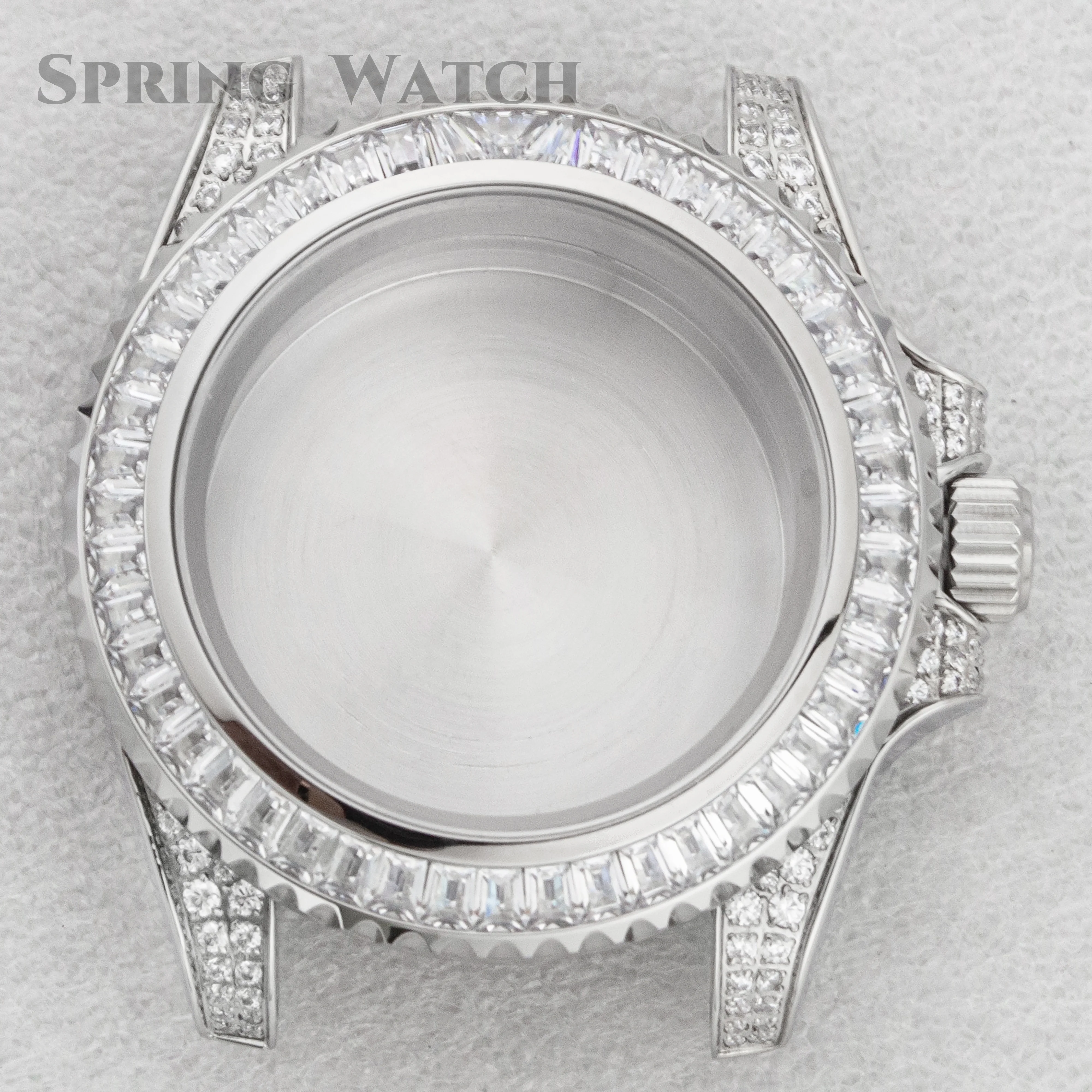 40mm NH35 NH36 Watch Case Diamond Studded Watch Bezel Stainless Steel Waterproof Case For SUB GMT Watch Movement Mod Parts
