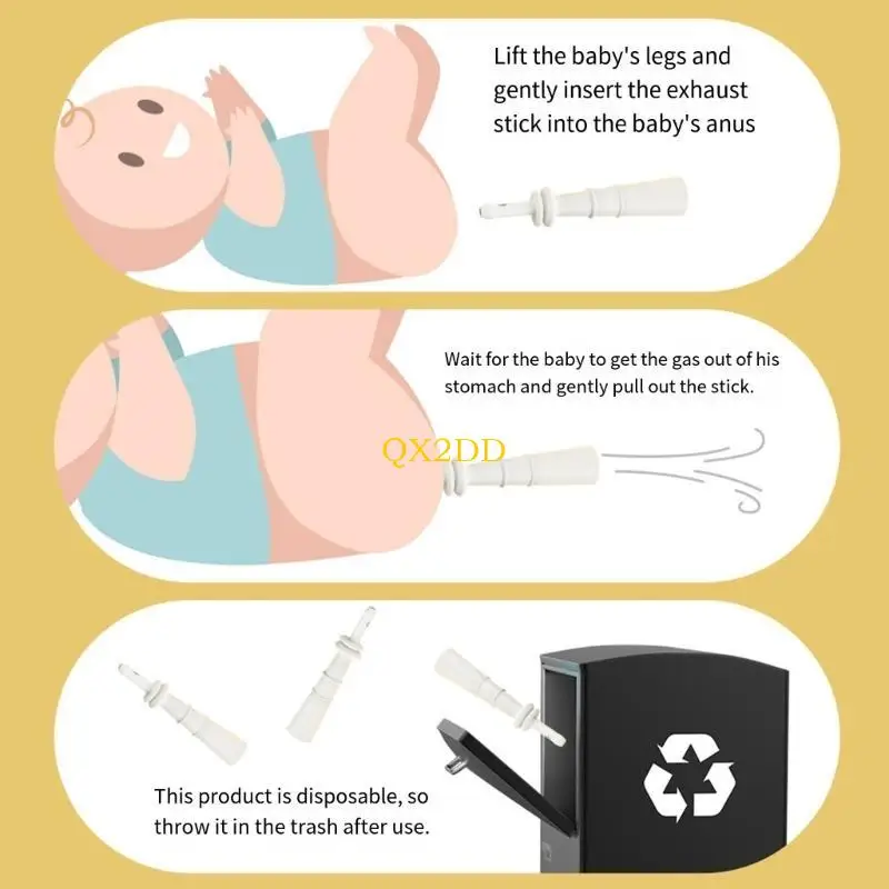 QX2D – tige d'échappement Anti-flatulence pour bébé, 6 pièces, pour soulagement rapide sûr des coliques, en TPE souple,