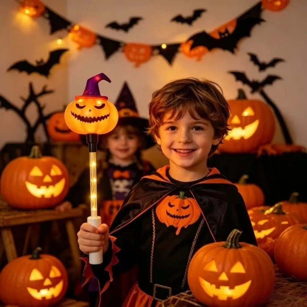 Luminous Handheld Glow Stick Ghost Devil's Eye Halloween LED Glowing Stick Dark Style Pumpkin Light Up Wand Party Photography