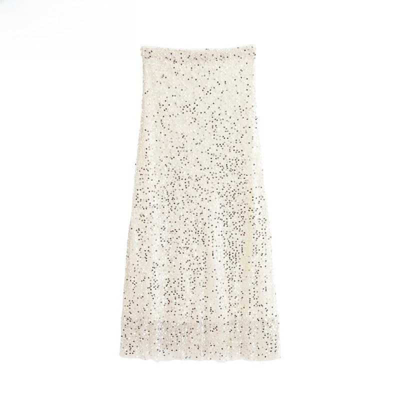 

ZBZR Spring New Women's Faion Classic Straight Midi Dr Bead Decoration High Waist Polyester Fiber Ci Commute Dr