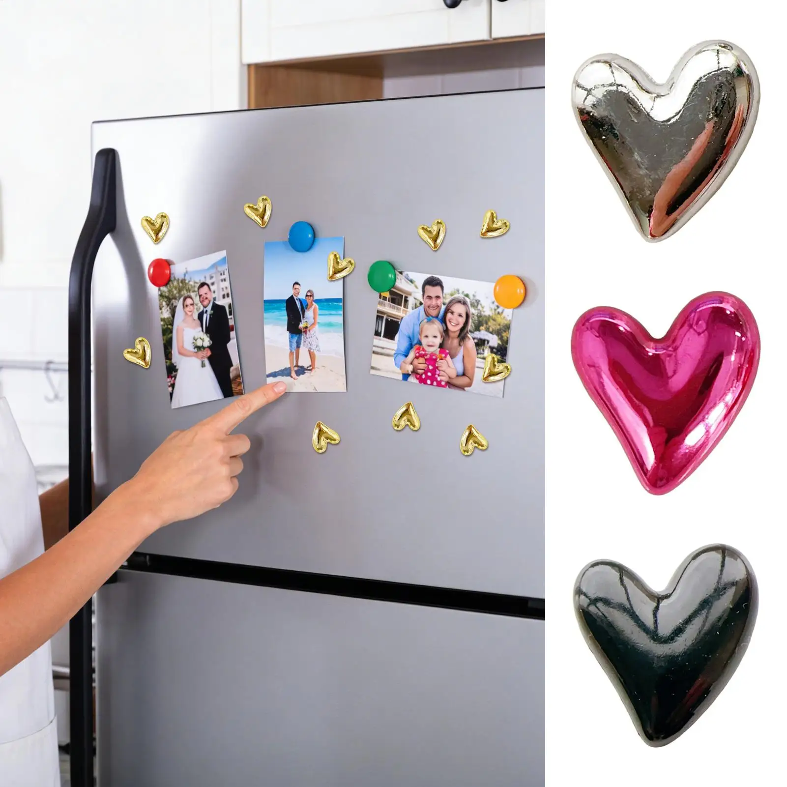 Cute Heart-Shaped Magnets Fridge Decorative Stickers Magnetic Refrigerator Decor for Kitchen Office Whiteboard Living Room Apart