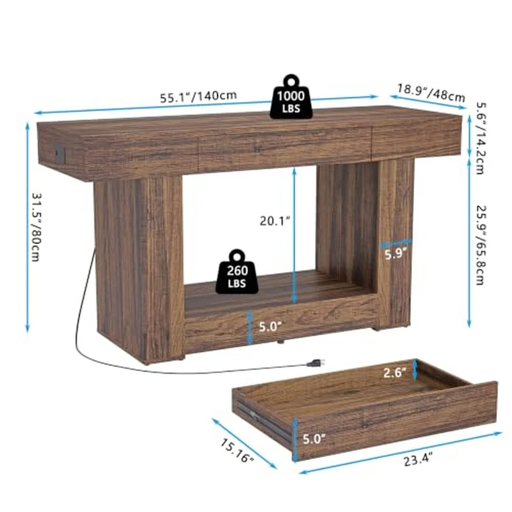 55–75/90 Gallon Aquarium Stand 48 Inch Fish Tank Stand with Power Outlets & USB Ports Heavy Duty Double Aquarium Stand