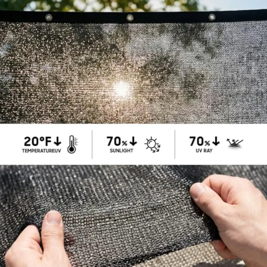 Plant cover, greenhouse, chicken coop, barn, kennel, garden: 70 black shade cloth, HDPE mesh tarp, UV resistant, custom 6FT x 6
