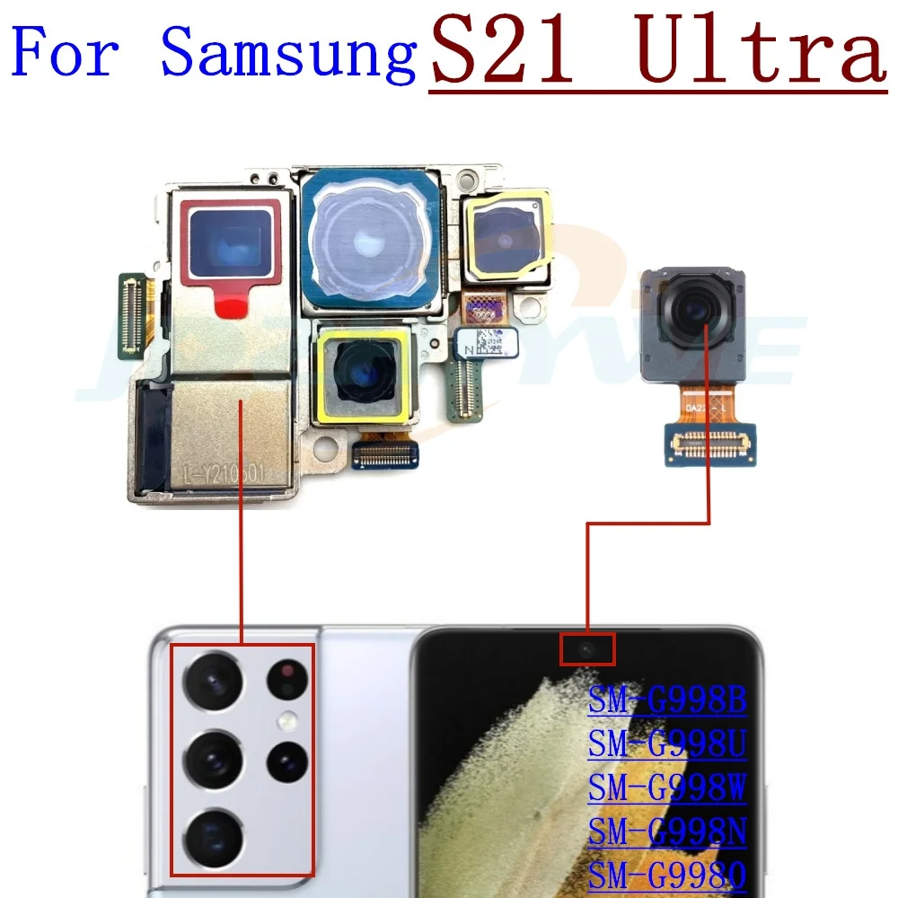 Front Back Camera For Samsung Galaxy S21 Ultra G998 Selfie Frontal Backside Main Rear Facing Camera Module Flex Parts