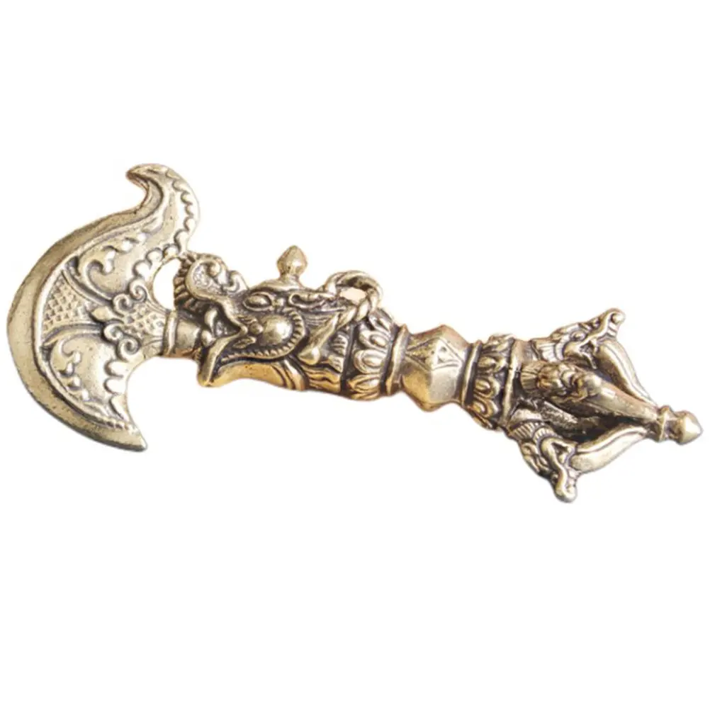 Mini Vajra Pestle Brass Ornament Tibetan Buddhism Pestle Decor Desktop Art Piece Home Decoration Religious Brass Craft Creative
