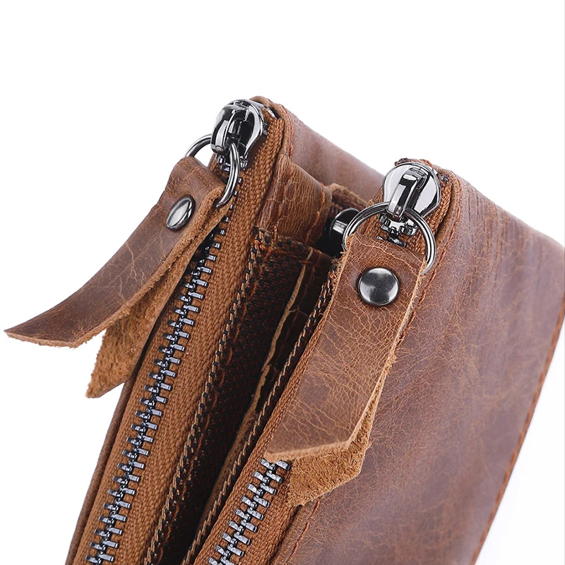 Man	Genuine Leather Wallet Luxury Designer Men Purse Card Holder Short Wallets with Zipper Pocket Men’s	Money Bag Gift