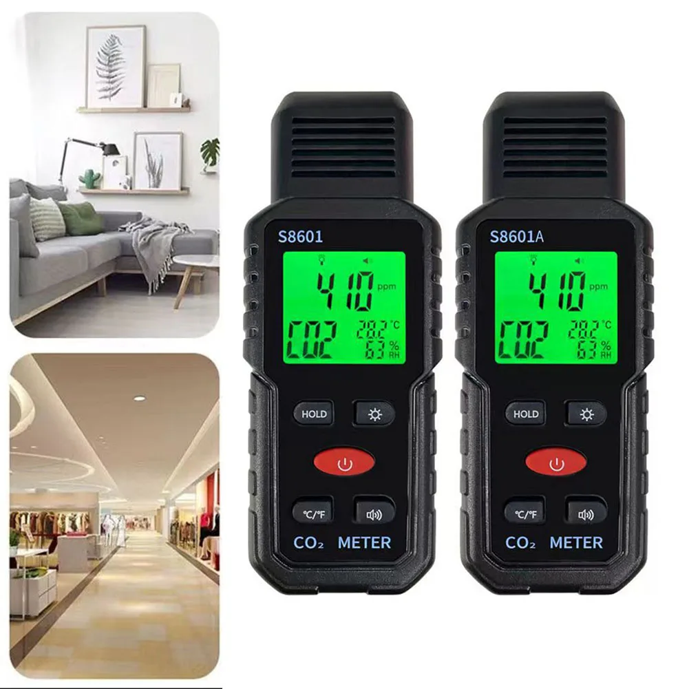 Professional 3-in-1 CO2s Temperature Humidity Monitor Portable Handheld Air Quality Tester Color-Coded Alerts Dual LCD Display