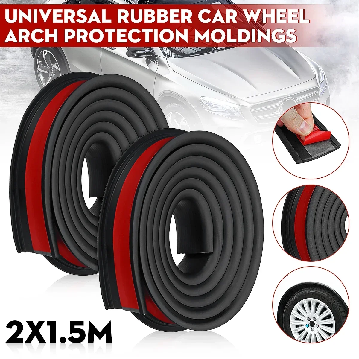 Universal Pair 1.5Mx3.8CM Rubber Car Anti-collision Trim Wheel Arch Protection Moldings Wheel Protection Wheel Sticker Body Kit