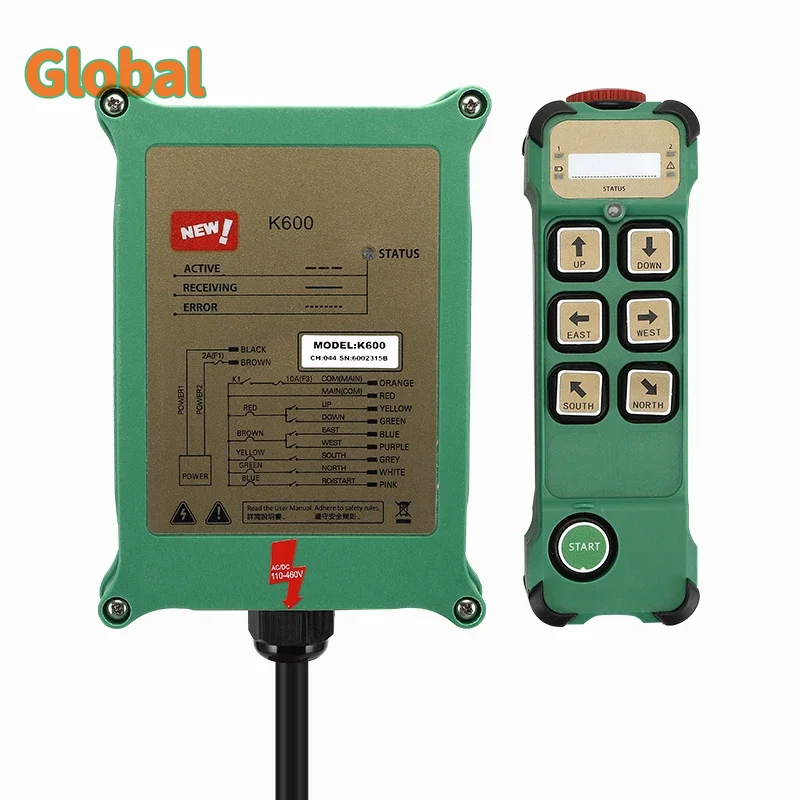 

K600 6 buttons single speed 24-264V Industrial Wireless Radio Crane Remote Control switches Hoist track Crane lift Controller