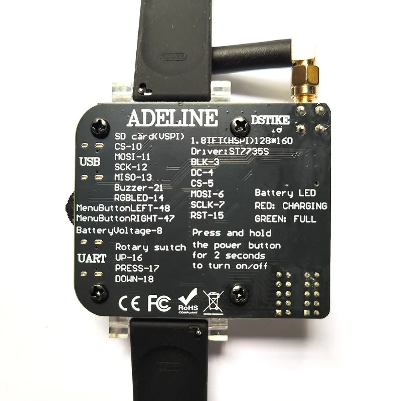 Reloj DSTIKE Adeline ESP32S3 ST7735 Reloj integrado