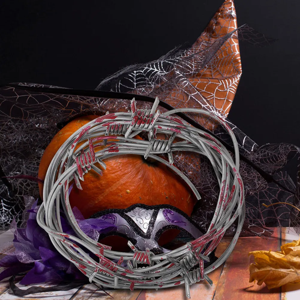 

2Pcs Halloween Barbed Wire Plastic Simulation Thorn Chain Haunted House Prop Prank Decoration for Spooky Party Setup