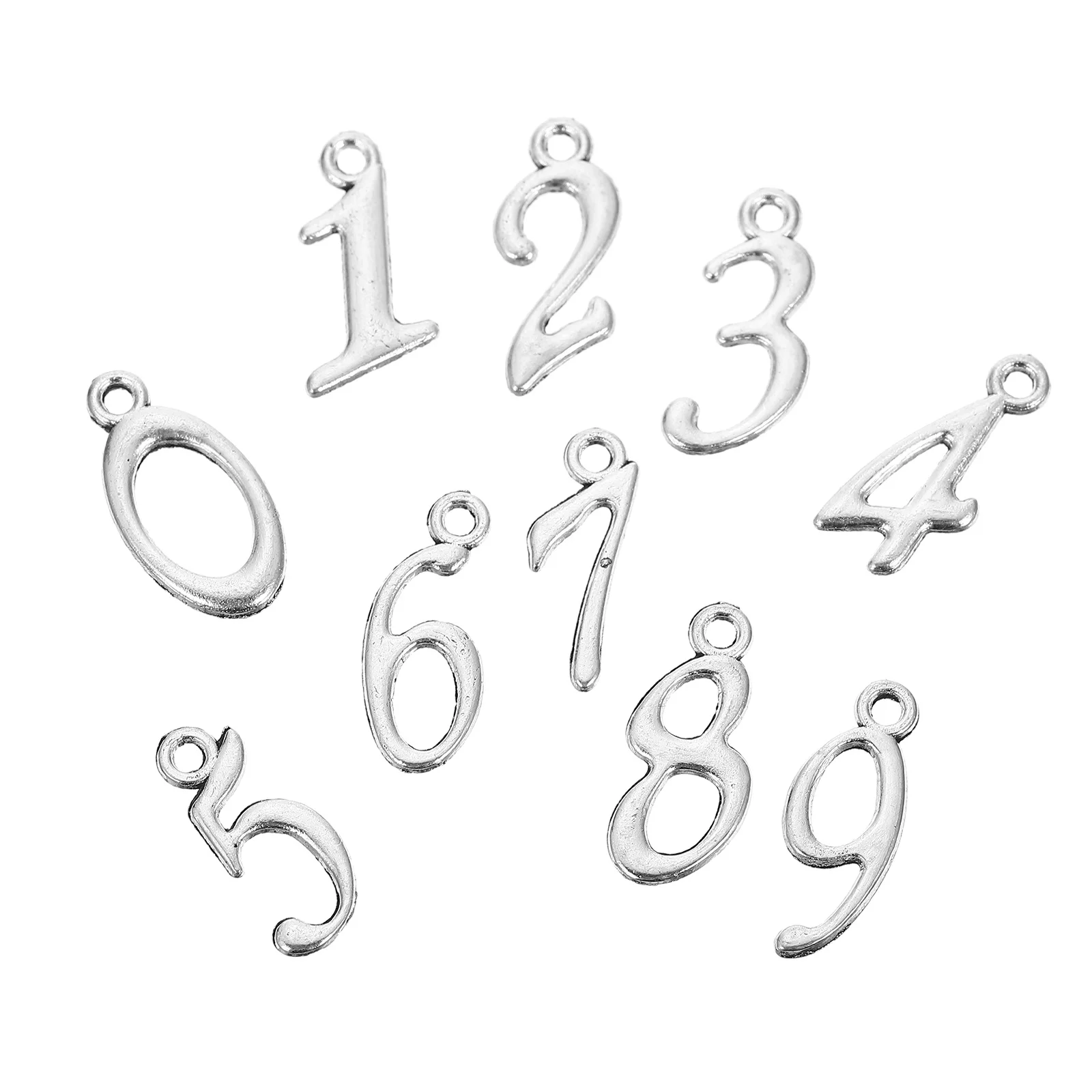 

50Pcs Number Charms Alloy Jewelry Numbers 0-9 Pendants for DIY Bracelets Necklaces Keychains Handmade Accessories