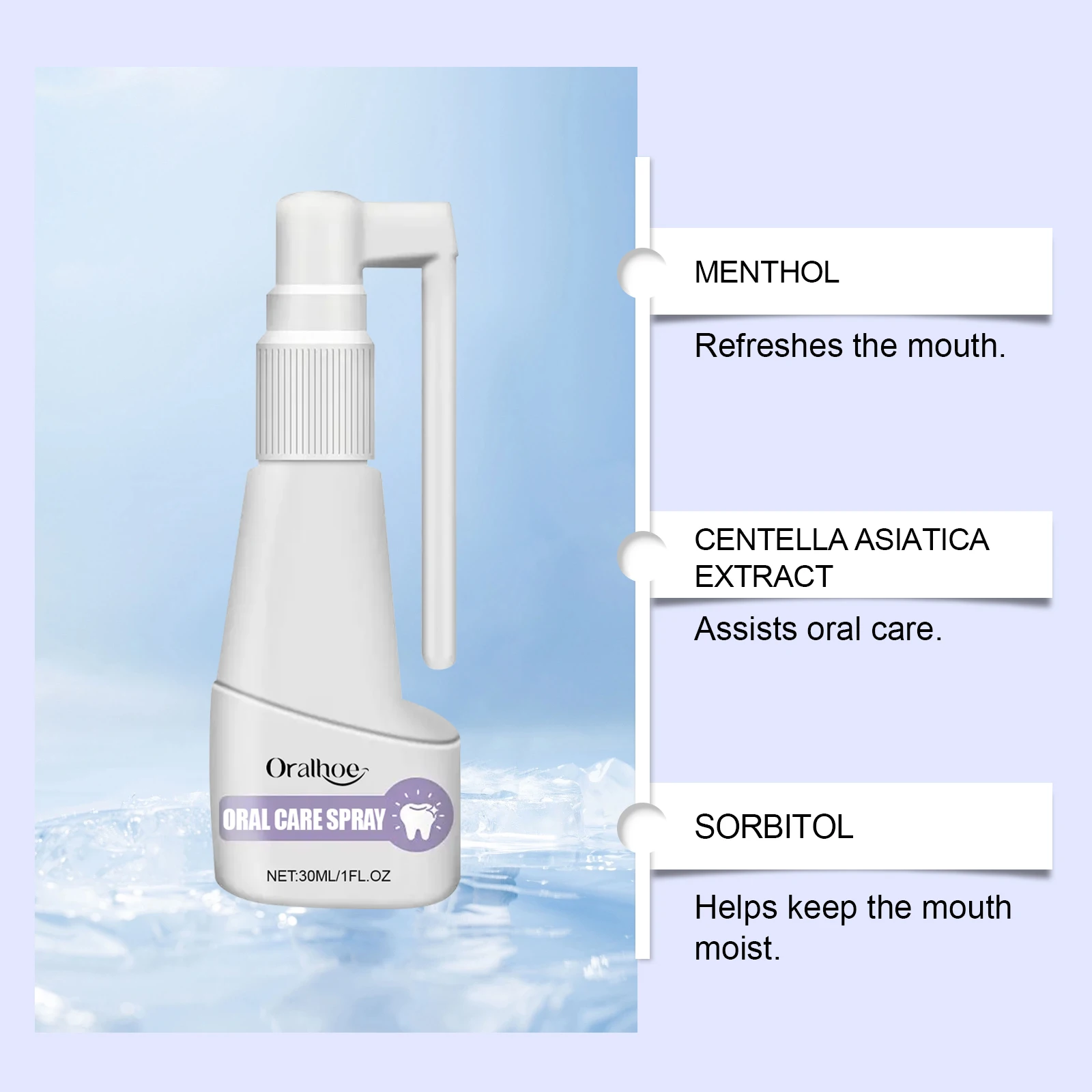 Oralhoe 30mL Oral Care Spray Hydrate Relieve Oral Discomfort Eliminate Bad Breath Long-Lasting Freshness Daily Oral Care Spray