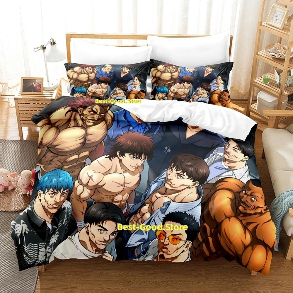 

Baki Hanma Bedding Set Single Twin Full Queen King Size Bed Set Adult Kid Bedroom Duvetcover Sets 3D Print Anime Bed Sheet Set