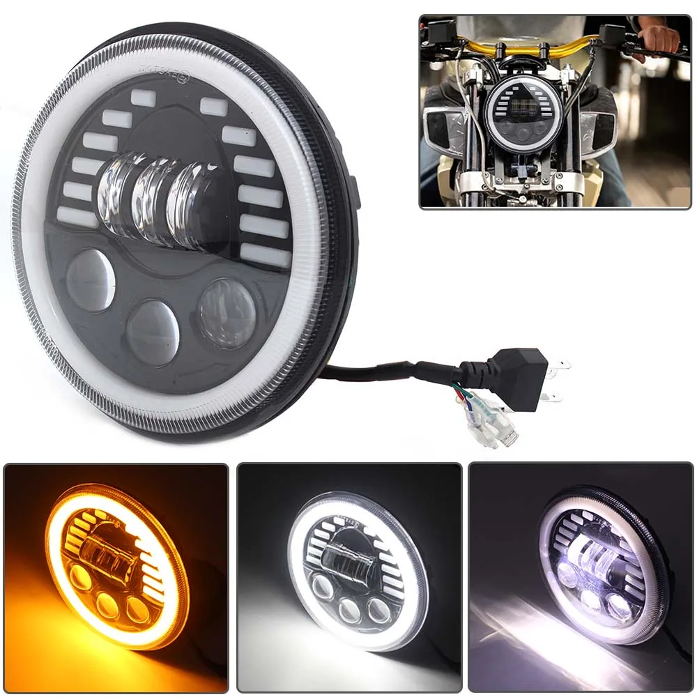 

For Yamaha Harley BMW Honda CB400 Cafe Racer Bobber 7 Inch Motorcycle Part LED Headlight Hi/Lo Beam Assembly Head Lamp Projector