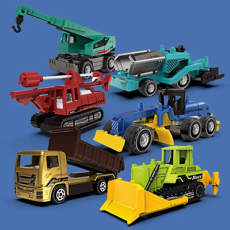 

Simulation sliding alloy mini color engineering vehicle crane bulldozer piling dump children's toy gift