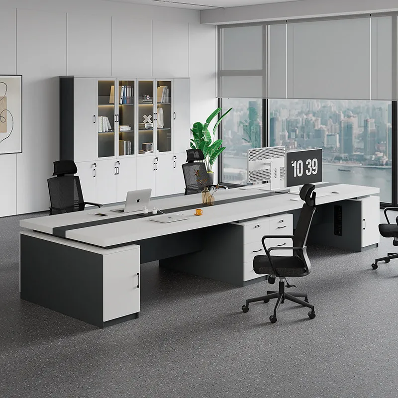 Double Face to Face Office Financial Desk Manager Supervisor Desk and Chair Combination