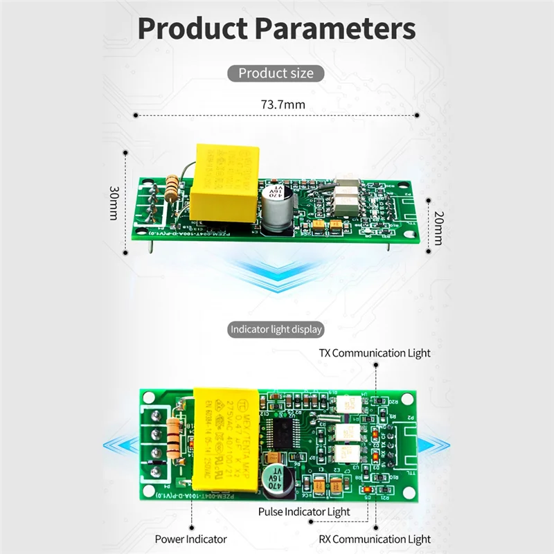 100A PZEM 004T 3.0 Version Wattmeter+Close CT Kwh Meter Volt Amp Current Test Module for TTL COM2/COM3/COM4