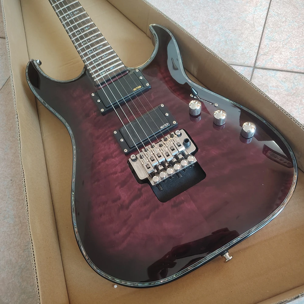 Sche cter Hellraiser C-1FR purple quilted maple top heavy metal electric guitar, EMG active pickup, in stock, fast shipping