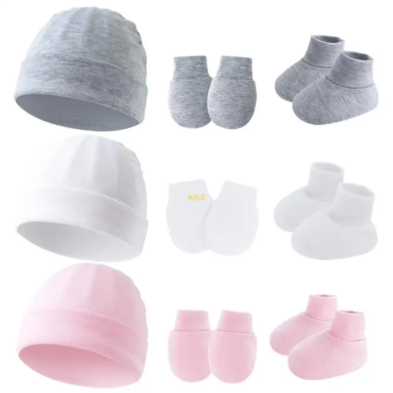 Topi Kapas Nyaman yang Bayi Baru Lahir Dengan Sarung Tangan & Kaus Bernapas Bayi Bernama Set Aksesoris Bayi Baru Lahir Bayi