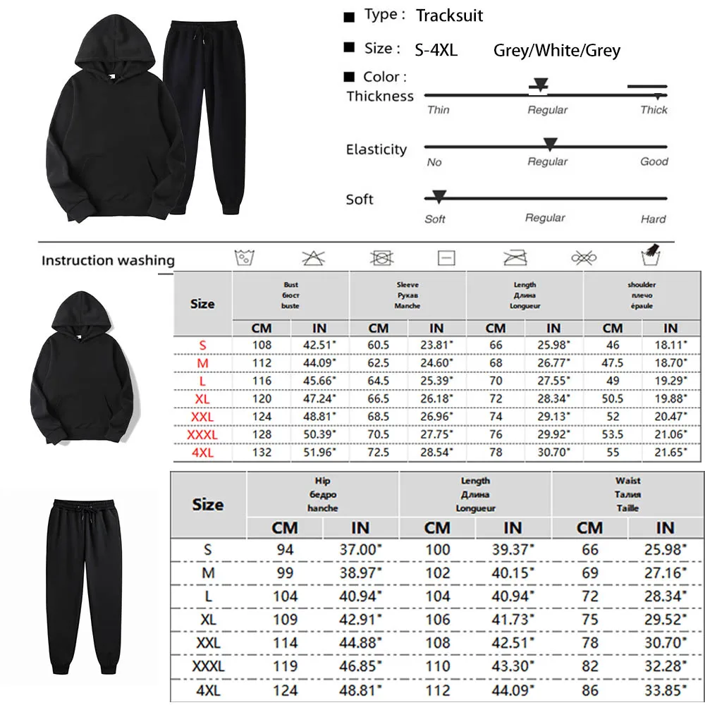 Men Tracksuit 2 Pieces Sets Hooded Sweatshirt +Drawstring Pants Male Hoodies Running Sportswear Men Women Autumn Sportwear