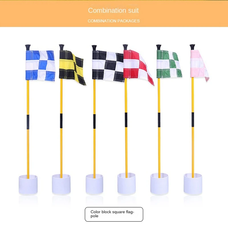 

ABKG Pro Black and White Golf Green Flag, Colorful Two-Section Checkered Green Target Hole Cup Flagpole, Golf Supplies