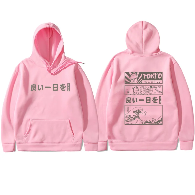 Japan Harajuku Hoodie Sweatshirt Puffer F Japanese Kanji Cartoon Great Wave Tokyo T Shirt 2022 Men Hip Hop Hoodie Pullover