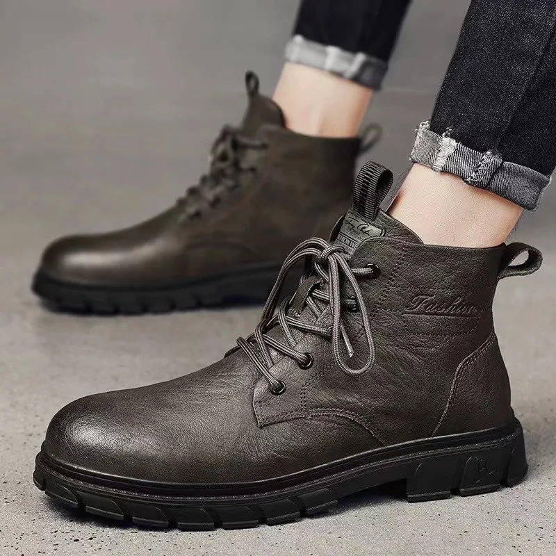 

2025 Men's Chelsea Boots Winter New Waterproof Warm Work Ankle Boots Retro Style Versatile Comfortable High top Casual Sneakers