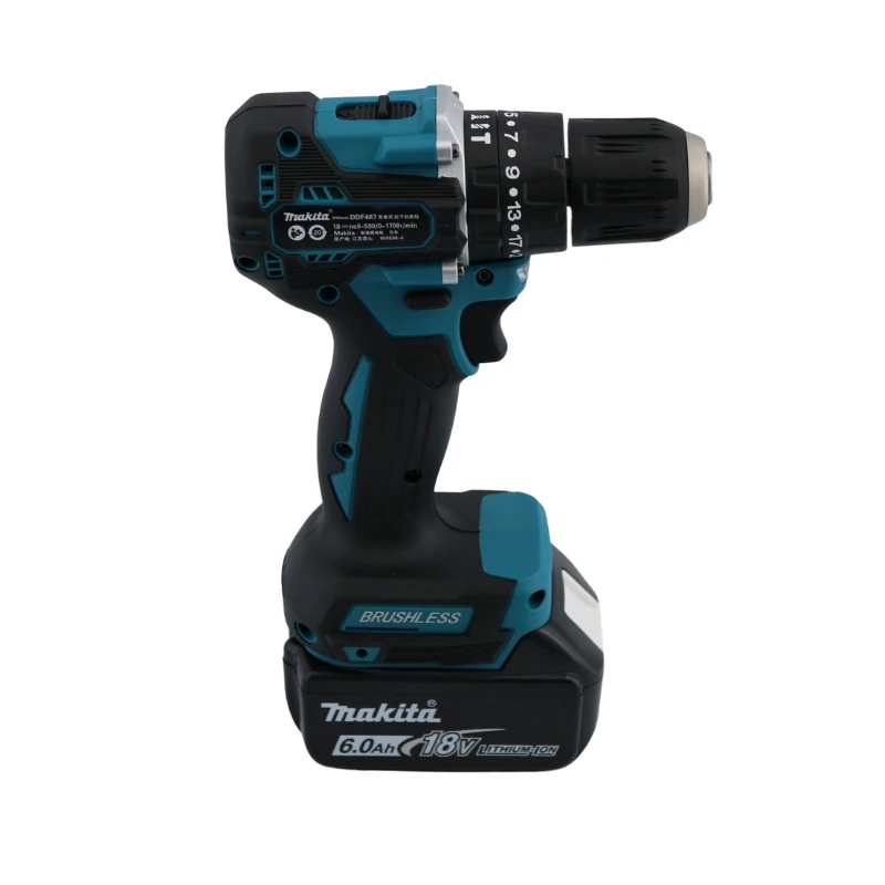 Makita DDF487 Rechargeable Cordless Electric Drill 10mm Brushless Electric Impact Screwdriver Power Tools 18V Battery