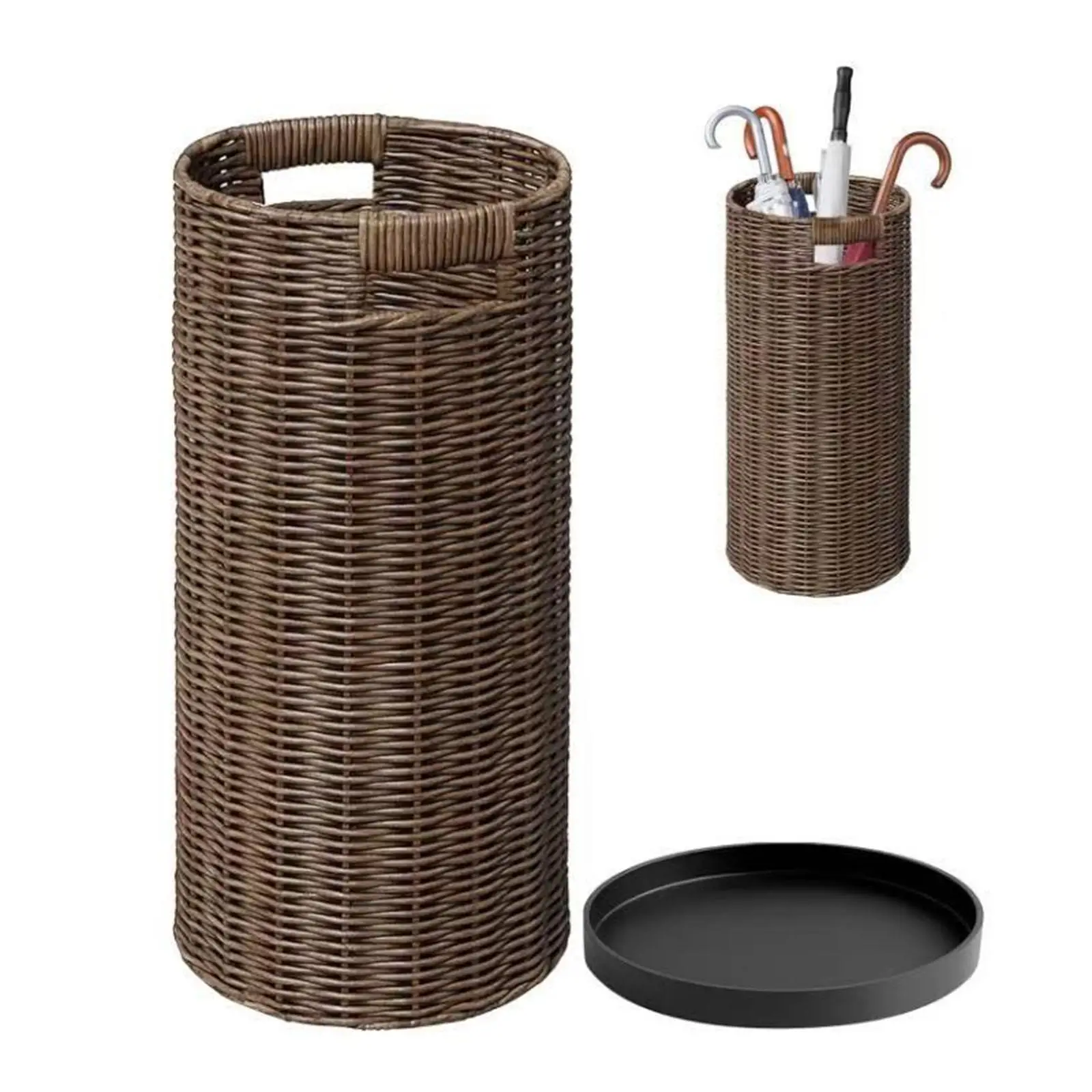 

Floor Standing PE Umbrella Stand with Drip Tray Rectangular Cane Organizer Bin for Home Entryway Rain Storage Rack