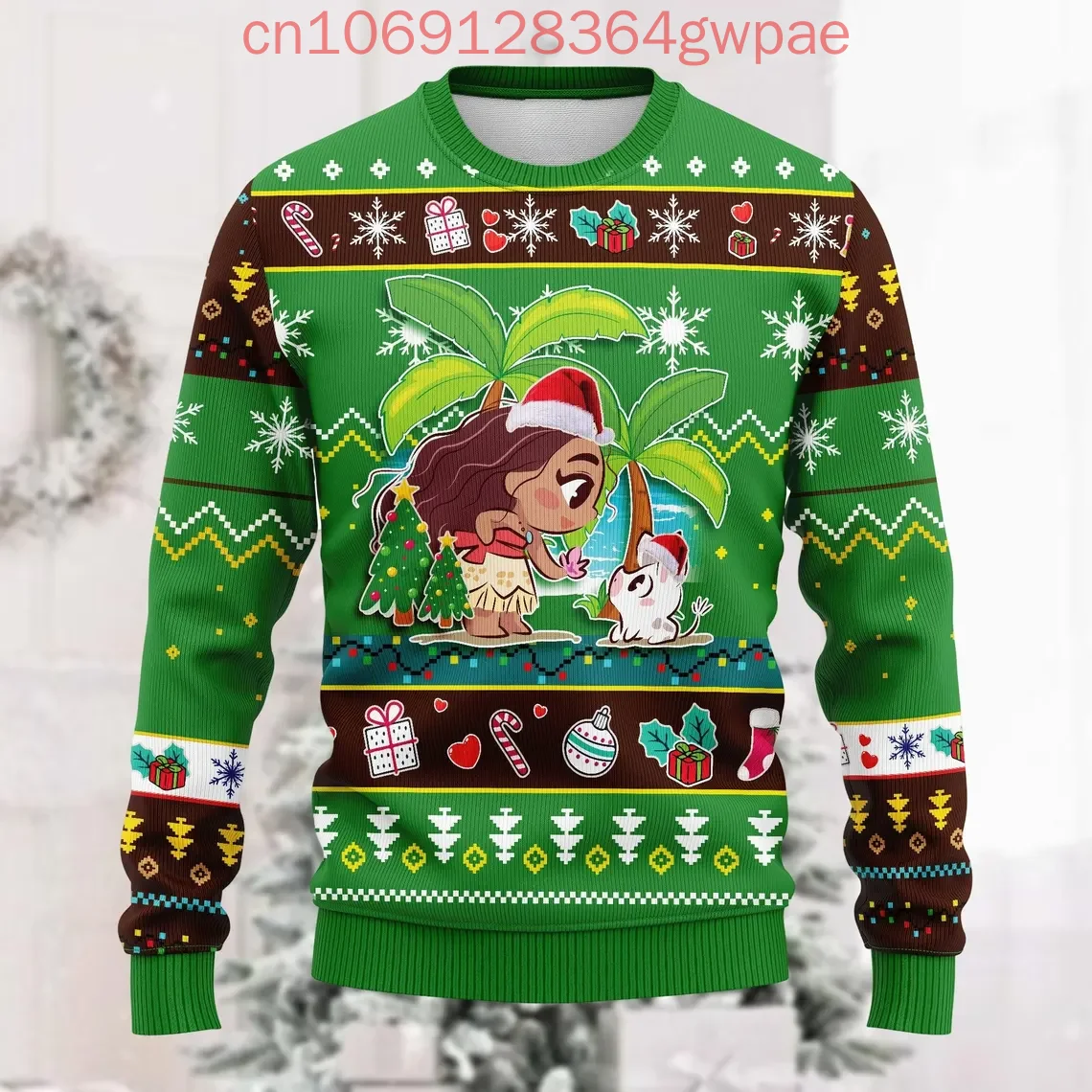 Disney Moana Cute Christmas Sweater Men's Women's 3d Print Ugly Sweater Casual Cartoon Sweatshirt Christmas Sweater