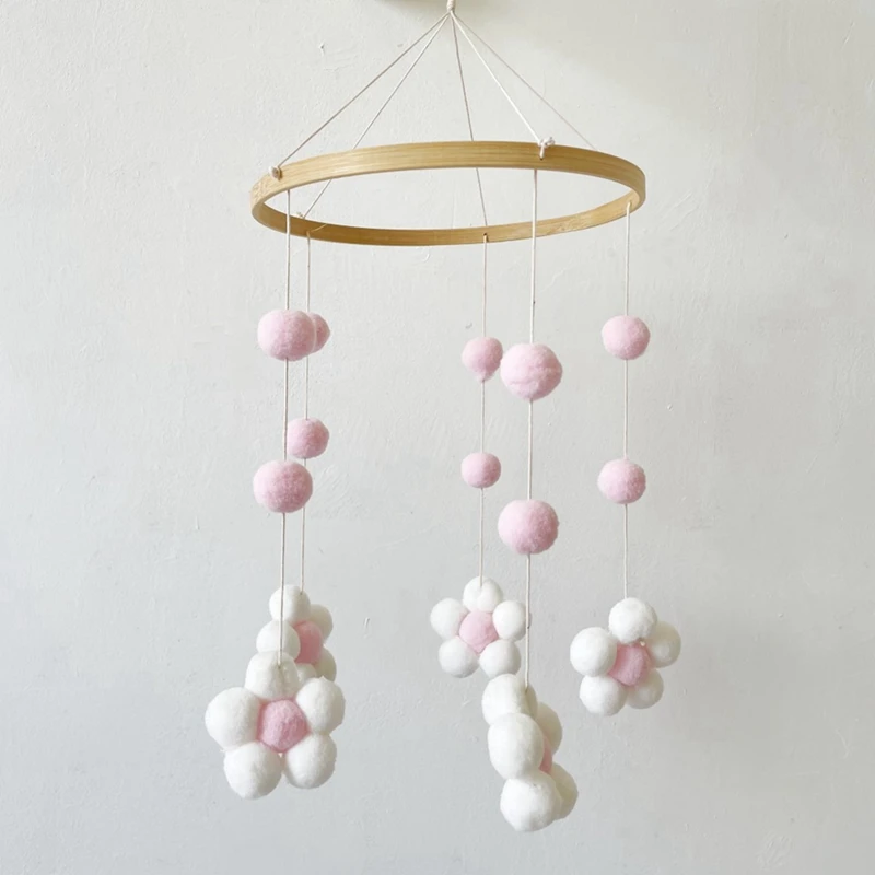 Nordic Fur Ball Flower Wind Chime Bed Bell Baby Room Children's Room Children's Clothing Store Wind Chime Decoration