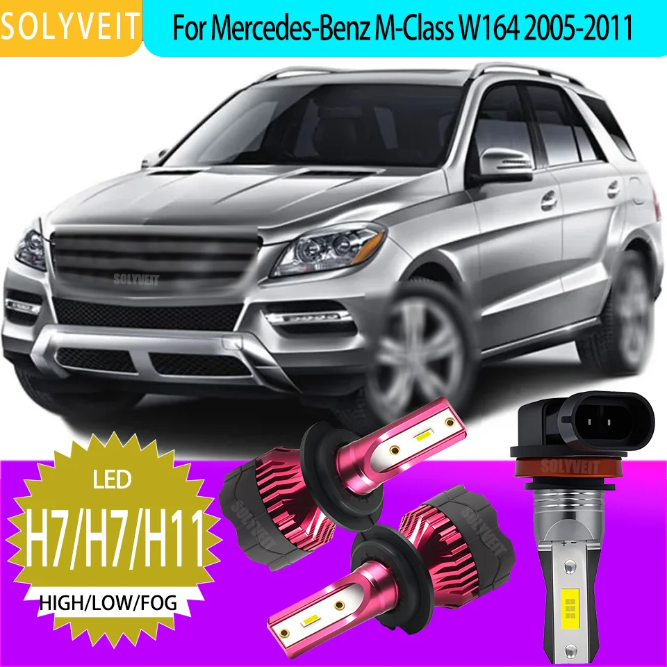 

H7/477/H8 LED Headlight High Low Fog Light Bulbs Replacement For Mercedes-Benz M-Class W164 2005 2006 2007 2008 2009 2010 2011
