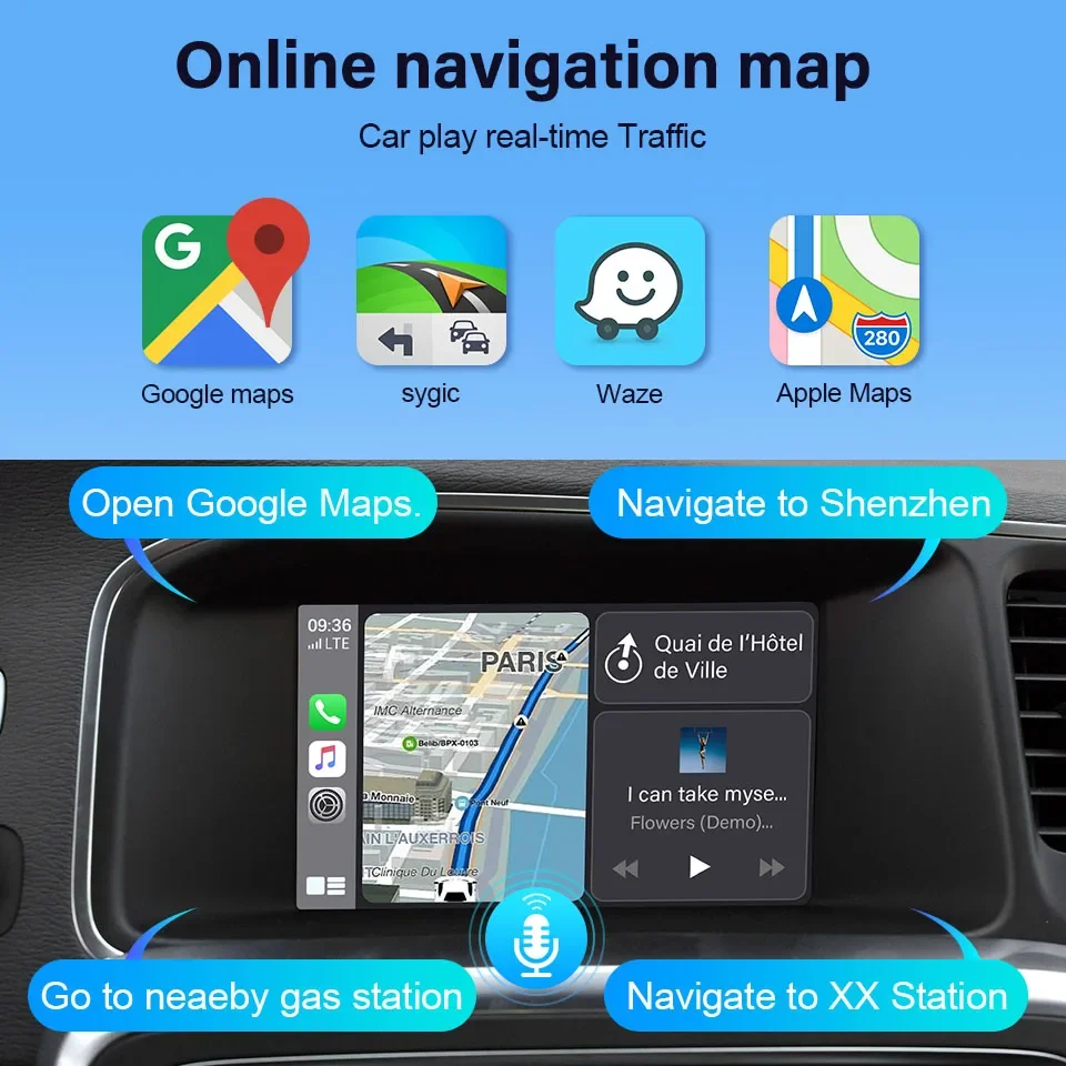 Carplay inalámbrico para Volvo V40, V60, XC60, S60, 2011-2014, 2015, 2017, compatible con cámara trasera, interfaz automática Android, Mirror Link, AirPlay