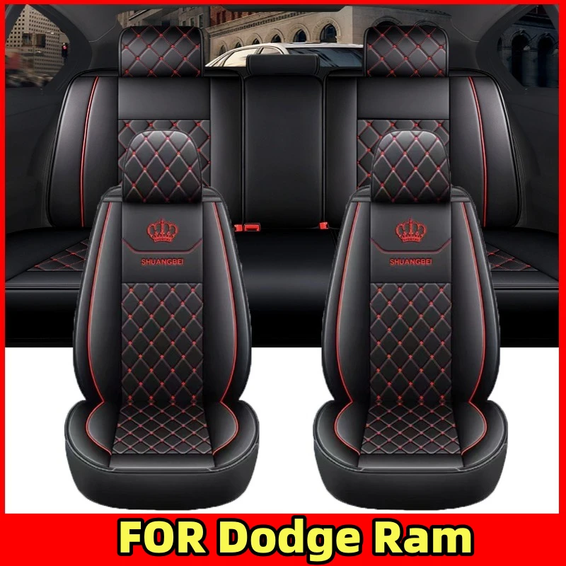 

Car seat cover waterproof PU leather soft and comfortable crown embroidered full wrap four seasons seat cover FOR Dodge Ram